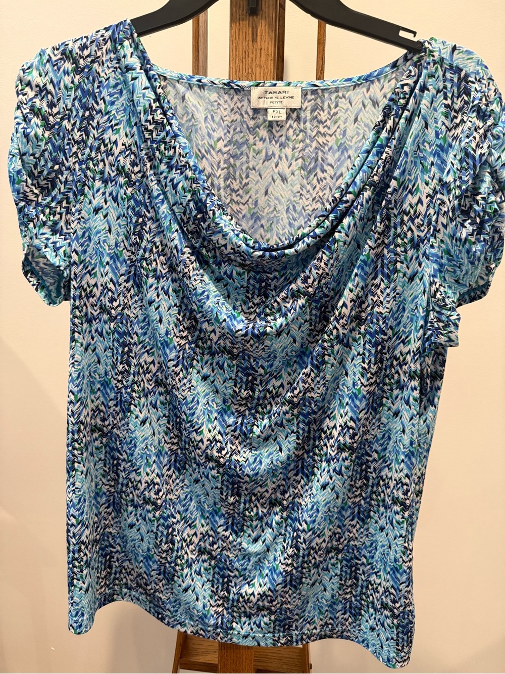 Tahari Blue Multi-Pattern Cowl Neck Camisole